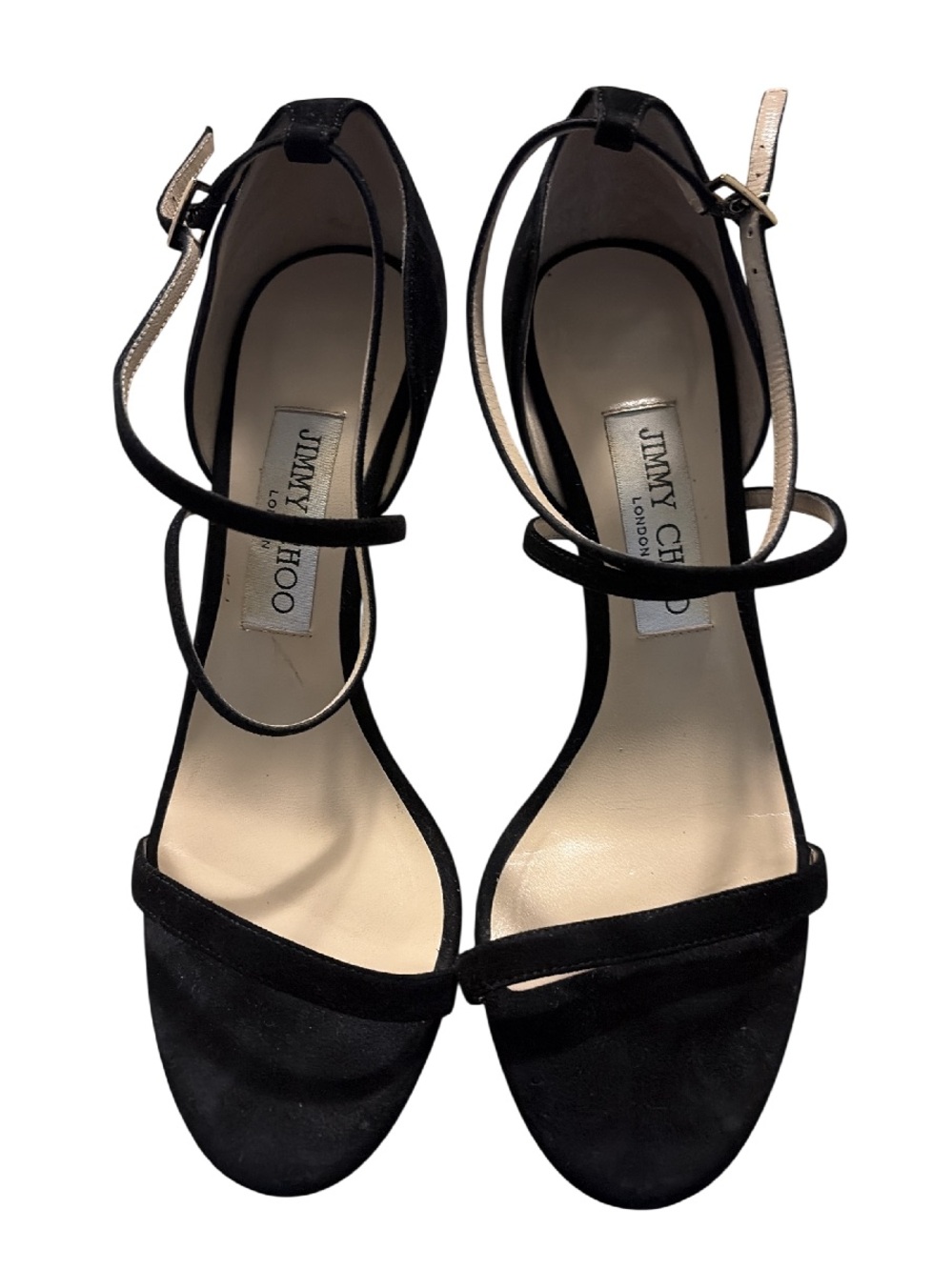 Jimmy Choo Black Suede Strappy Ankle-Heel Sandals